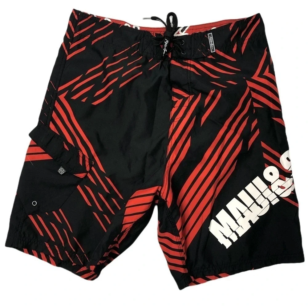 Maui & Sons black & orange swim board shorts, 32